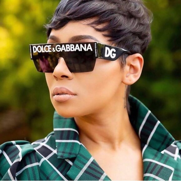 Dolce & Gabbana DG2233 01/87 Shield Sunglasses - Black/Grey main image 5